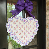 Gracie Purple Block Print Heart Door Hanger