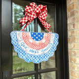 God Bless America Patriotic Bunting Door Hanger