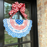 God Bless America Patriotic Bunting Door Hanger