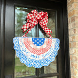 God Bless America Patriotic Bunting Door Hanger