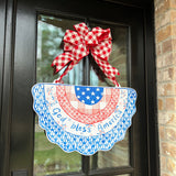 God Bless America Patriotic Bunting Door Hanger