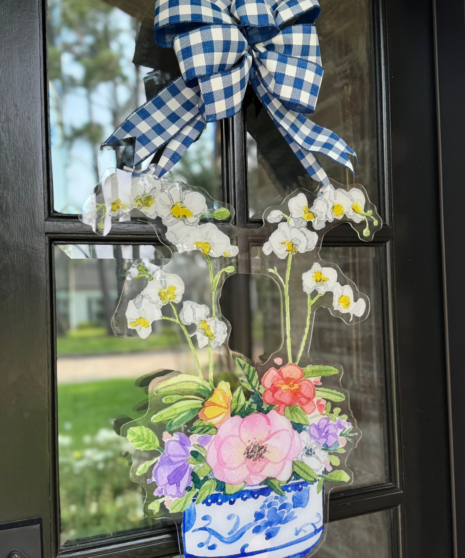 orchid plant hanger Marcela Blue and White Orchid Planter Door Hanger in ACRYLIC
