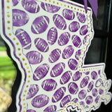 Louisiana and Footballs Door Hanger