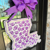 Louisiana and Footballs Door Hanger