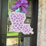 Louisiana and Footballs Door Hanger