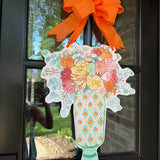 Fall Block Print Vase Door Hanger