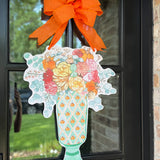 Fall Block Print Vase Door Hanger