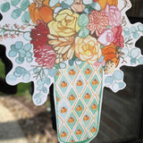 Fall Block Print Vase Door Hanger