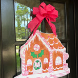 Clara the Pink Gingerbread House Door Hanger