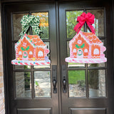 Clara the Pink Gingerbread House Door Hanger