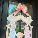 Joy to the World Pastel Nativity Door Hanger