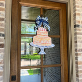 Sprinkles & Chinoiserie Birthday Cake Door Hanger