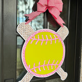 Softball and Bats Door Hanger
