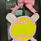 Softball and Bats Door Hanger