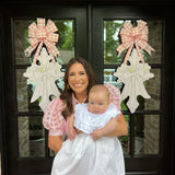 Pink Baptism Cross Door Hanger x Honeybear Pages