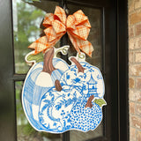 Jeannie Blue Pumpkins Door Hanger