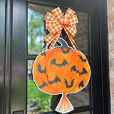 Maleficent Pumpkin and Bats Door Hanger