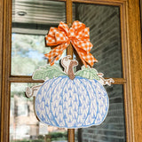 Mandy Blue and White Pumpkin Door Hanger