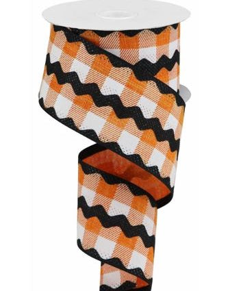 Orange and White Gingham with Black Ric Rac.JPG