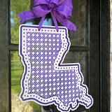 Rattan Purple Louisiana with Dots Door Hanger