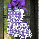 Rattan Purple Louisiana with Dots Door Hanger